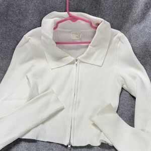 Dreamers by Debut long sleeve ribbed 
Zip Front Knit Jacket sweater  L